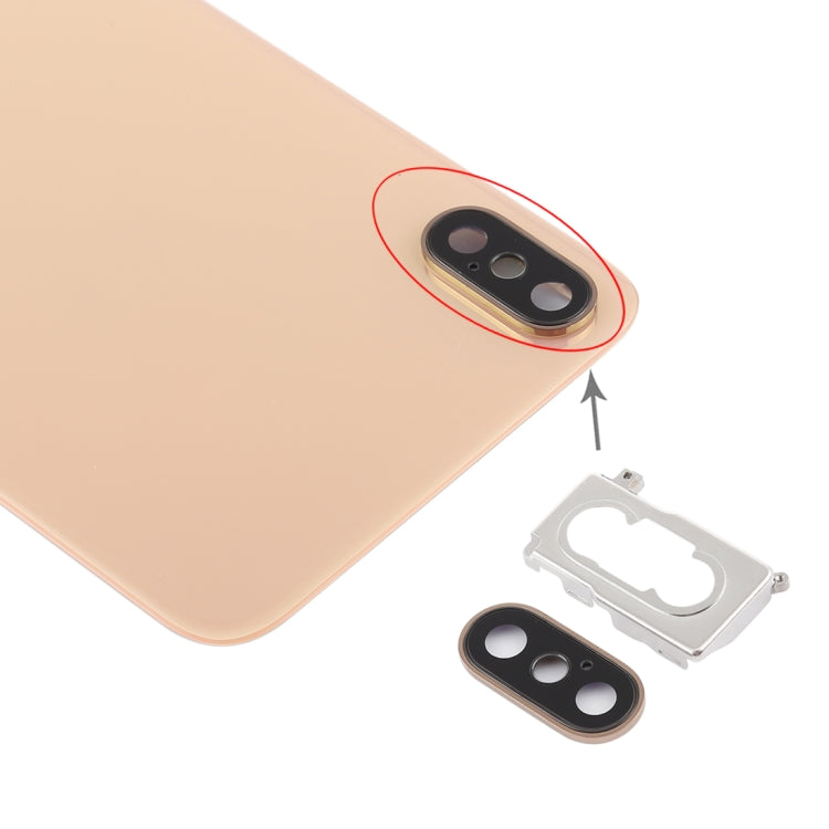 Cover posteriore della batteria con cornice della fotocamera posteriore, obiettivo e adesivo per iPhone XS Max, For iPhone XS Max with Adhesive