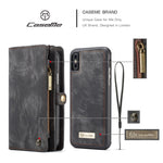Per iPhone XS Max Custodia in pelle CaseMe staccabile multifunzionale con chiusura orizzontale con slot per schede e supporto, portafoglio con cerniera e cornice per foto, For iPhone XS Max