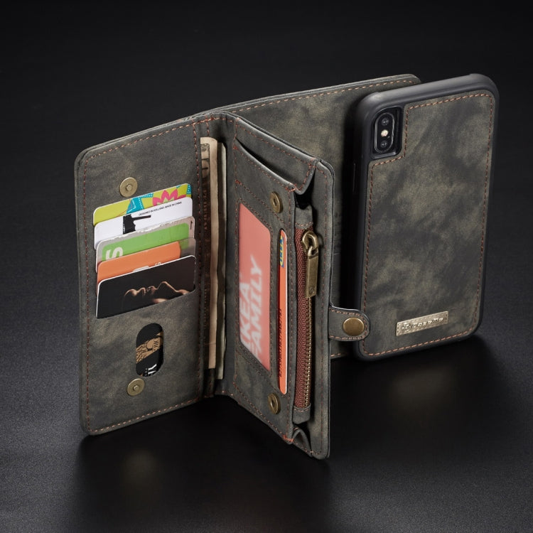 Per iPhone XS Max Custodia in pelle CaseMe staccabile multifunzionale con chiusura orizzontale con slot per schede e supporto, portafoglio con cerniera e cornice per foto, For iPhone XS Max