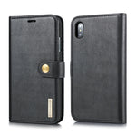 Per iPhone XS Max DG.MING Custodia in pelle magnetica rimovibile con texture Crazy Horse con supporto, slot per carte e portafoglio, iPhone XS Max, For iPhone XS Max