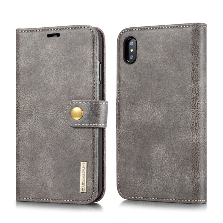 Per iPhone XS Max DG.MING Custodia in pelle magnetica rimovibile con texture Crazy Horse con supporto, slot per carte e portafoglio, iPhone XS Max, For iPhone XS Max