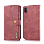 Per iPhone XS Max DG.MING Custodia in pelle magnetica rimovibile con texture Crazy Horse con supporto, slot per carte e portafoglio, iPhone XS Max, For iPhone XS Max