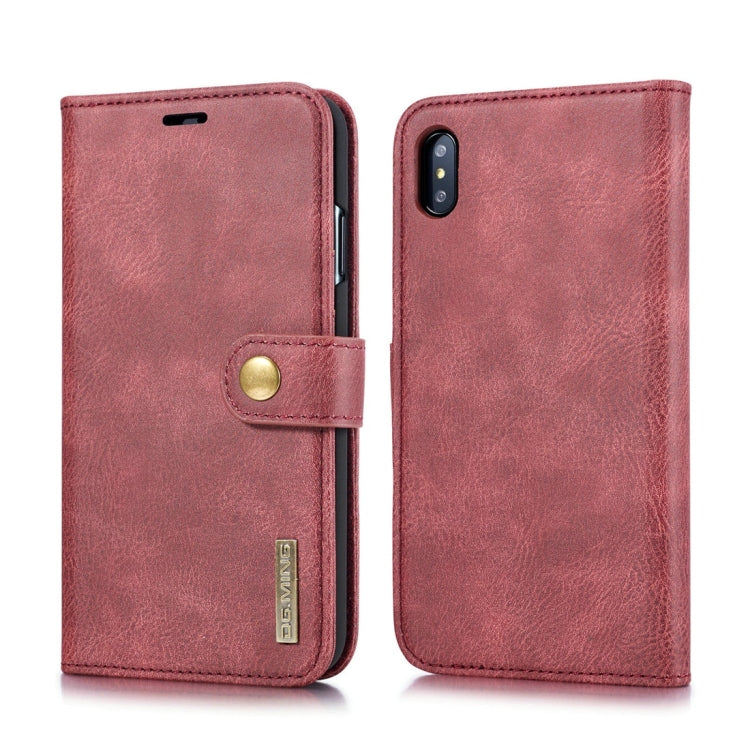 Per iPhone XS Max DG.MING Custodia in pelle magnetica rimovibile con texture Crazy Horse con supporto, slot per carte e portafoglio, iPhone XS Max, For iPhone XS Max