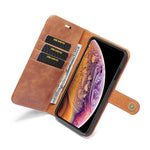 Per iPhone XS Max DG.MING Custodia in pelle magnetica rimovibile con texture Crazy Horse con supporto, slot per carte e portafoglio, iPhone XS Max, For iPhone XS Max