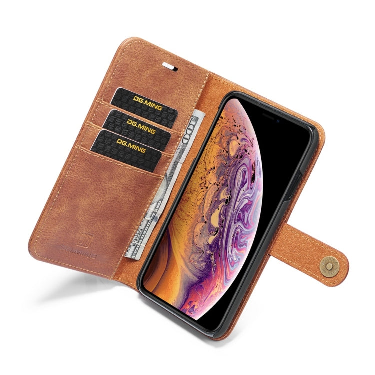 Per iPhone XS Max DG.MING Custodia in pelle magnetica rimovibile con texture Crazy Horse con supporto, slot per carte e portafoglio, iPhone XS Max, For iPhone XS Max