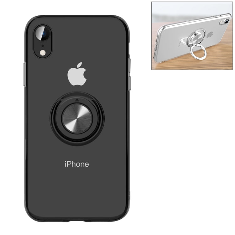 Per iPhone XR Custodia ad anello in metallo TPU trasparente con supporto per anello in metallo, iPhone  XR, iPhone   XR