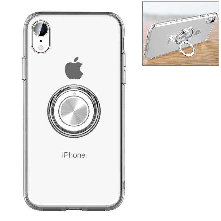 Per iPhone XR Custodia ad anello in metallo TPU trasparente con supporto per anello in metallo, iPhone  XR, iPhone   XR