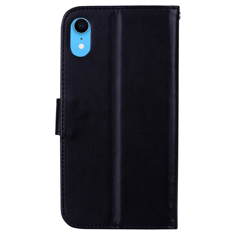 Per iPhone XR Custodia in pelle PU con chiusura orizzontale in rilievo rosa, con supporto, slot per carte e portafoglio, For XR