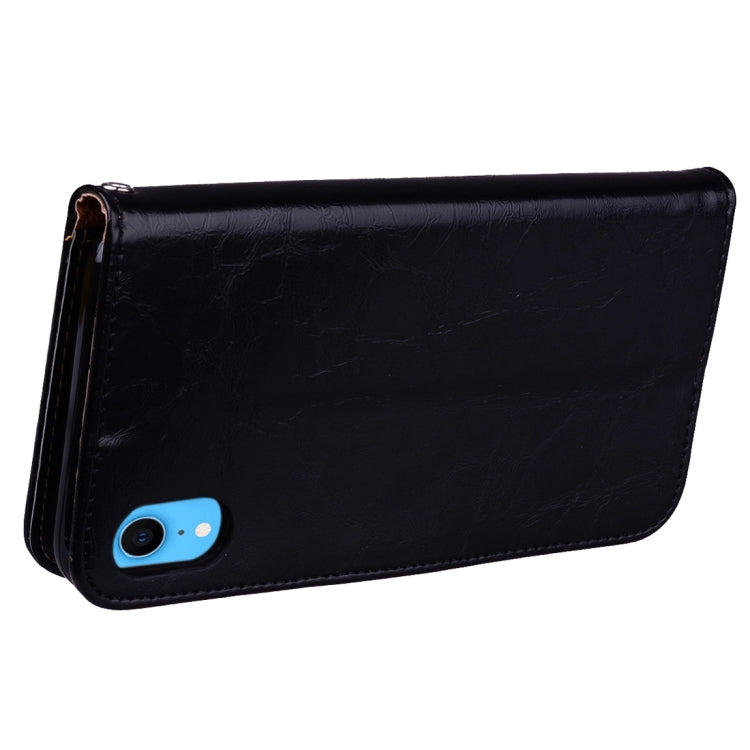 Per iPhone XR Custodia in pelle con chiusura orizzontale con texture a cera d'olio stile business con supporto, slot per carte e portafoglio, For iPhone XR