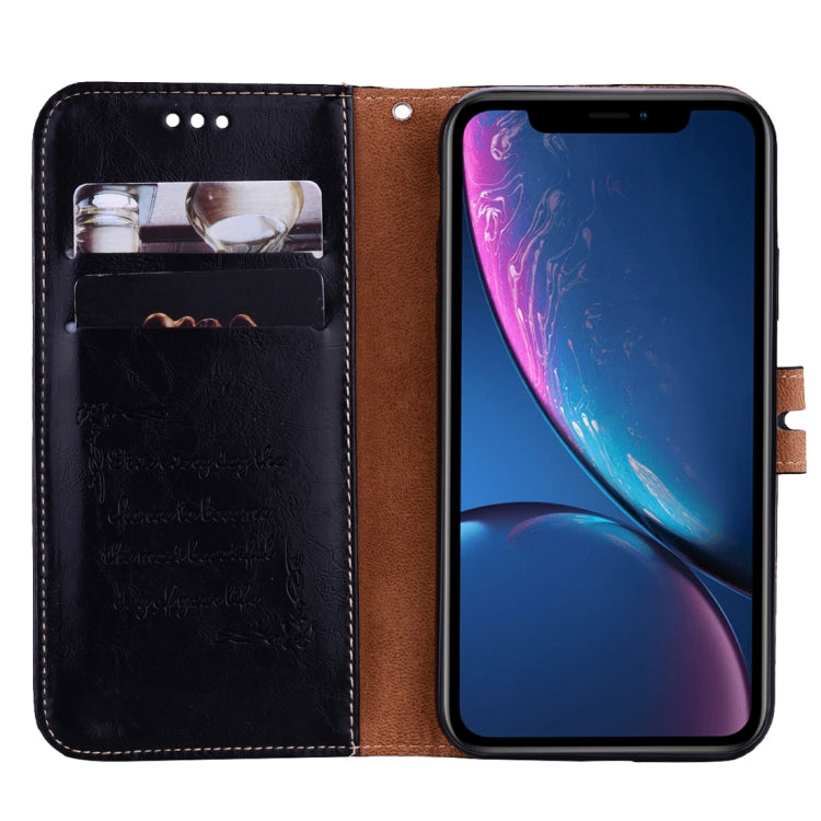 Per iPhone XR Custodia in pelle con chiusura orizzontale con texture a cera d'olio stile business con supporto, slot per carte e portafoglio, For iPhone XR