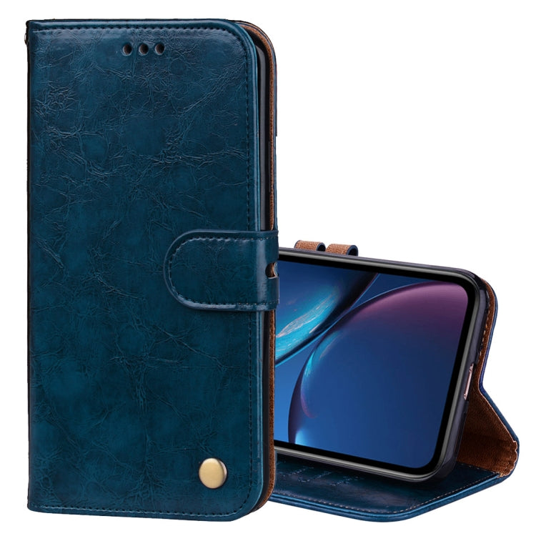 Per iPhone XR Custodia in pelle con chiusura orizzontale con texture a cera d'olio stile business con supporto, slot per carte e portafoglio, For iPhone XR