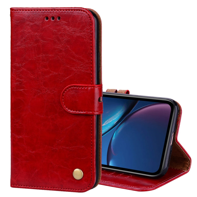 Per iPhone XR Custodia in pelle con chiusura orizzontale con texture a cera d'olio stile business con supporto, slot per carte e portafoglio, For iPhone XR