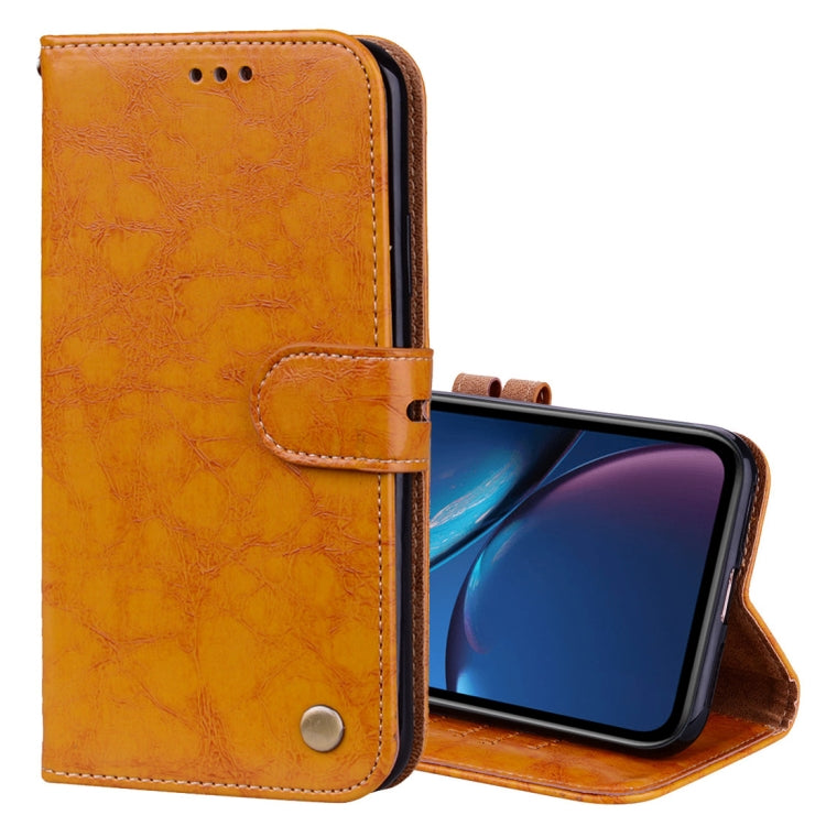 Per iPhone XR Custodia in pelle con chiusura orizzontale con texture a cera d'olio stile business con supporto, slot per carte e portafoglio, For iPhone XR