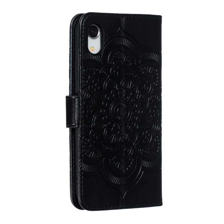 Per iPhone XR Custodia in pelle con chiusura orizzontale con motivo mandala in rilievo con supporto, slot per carte, portafoglio e cornice per foto, For iPhone XR, iPhone XR