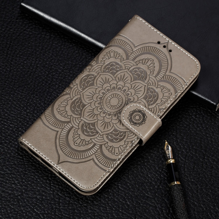 Per iPhone XR Custodia in pelle con chiusura orizzontale con motivo mandala in rilievo con supporto, slot per carte, portafoglio e cornice per foto, For iPhone XR, iPhone XR