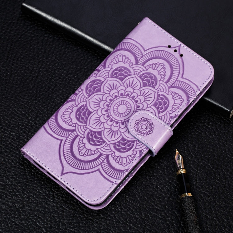 Per iPhone XR Custodia in pelle con chiusura orizzontale con motivo mandala in rilievo con supporto, slot per carte, portafoglio e cornice per foto, For iPhone XR, iPhone XR