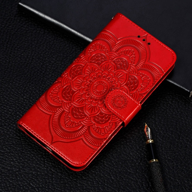 Per iPhone XR Custodia in pelle con chiusura orizzontale con motivo mandala in rilievo con supporto, slot per carte, portafoglio e cornice per foto, For iPhone XR, iPhone XR