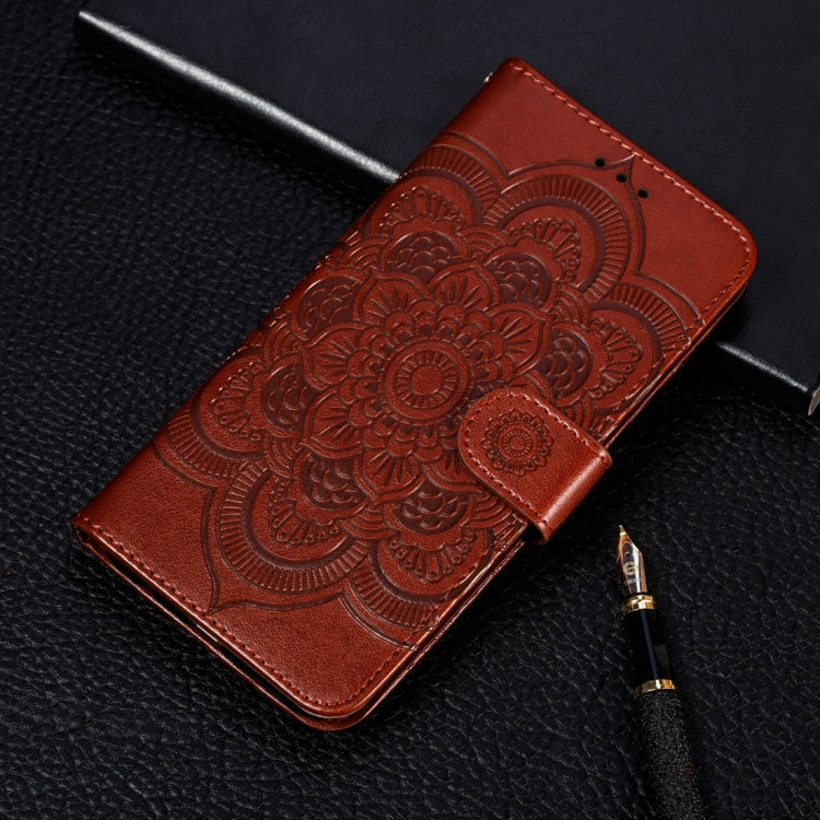 Per iPhone XR Custodia in pelle con chiusura orizzontale con motivo mandala in rilievo con supporto, slot per carte, portafoglio e cornice per foto, For iPhone XR, iPhone XR