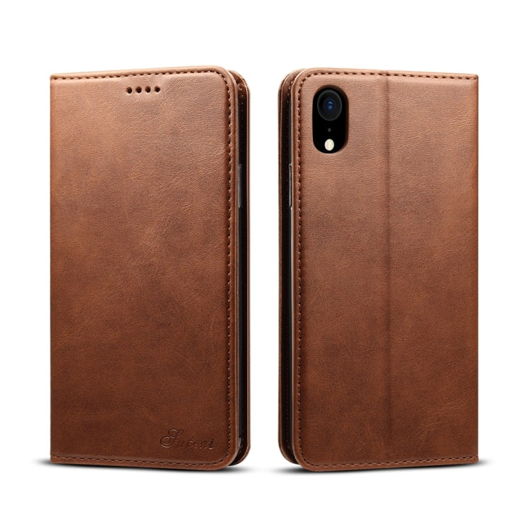 Per iPhone XR Custodia in pelle con chiusura orizzontale con texture in vitello Suteni con supporto, slot per carte e portafoglio, iPhone XR