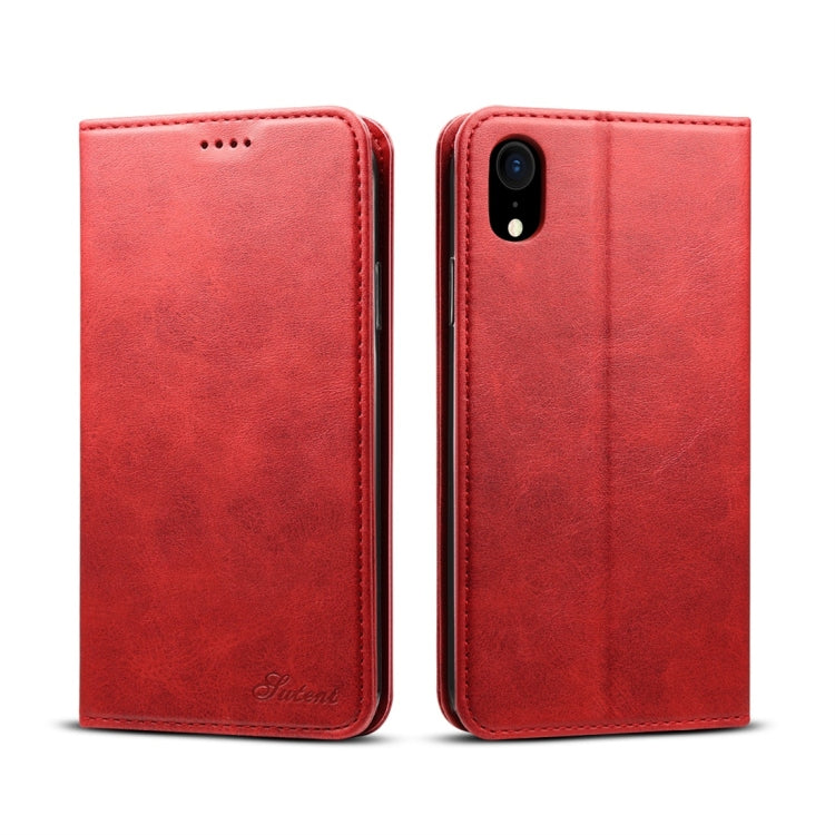 Per iPhone XR Custodia in pelle con chiusura orizzontale con texture in vitello Suteni con supporto, slot per carte e portafoglio, iPhone XR