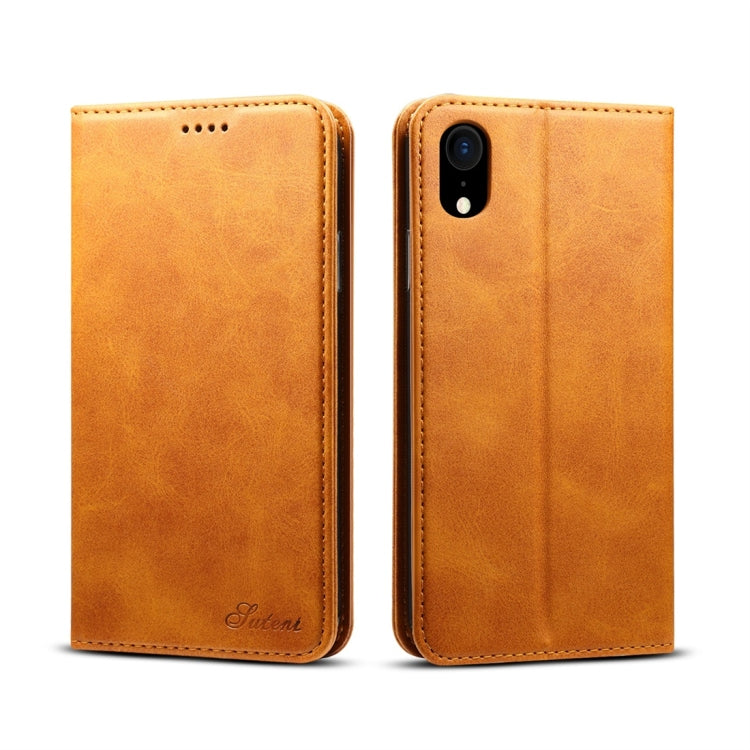 Per iPhone XR Custodia in pelle con chiusura orizzontale con texture in vitello Suteni con supporto, slot per carte e portafoglio, iPhone XR