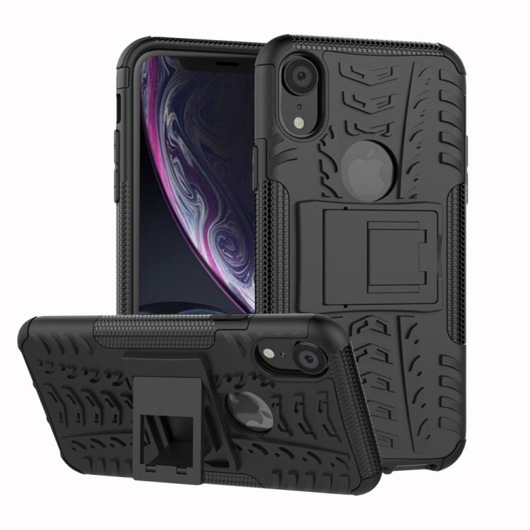 Per iPhone XR Custodia antiurto in TPU + PC con texture per pneumatici con supporto, For iPhone XR, For XR