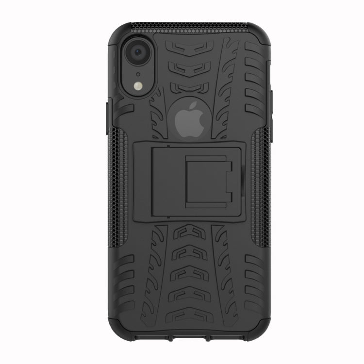 Per iPhone XR Custodia antiurto in TPU + PC con texture per pneumatici con supporto, For iPhone XR, For XR