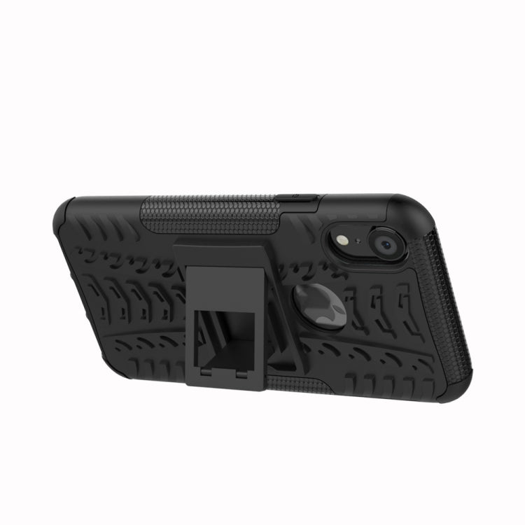 Per iPhone XR Custodia antiurto in TPU + PC con texture per pneumatici con supporto, For iPhone XR, For XR