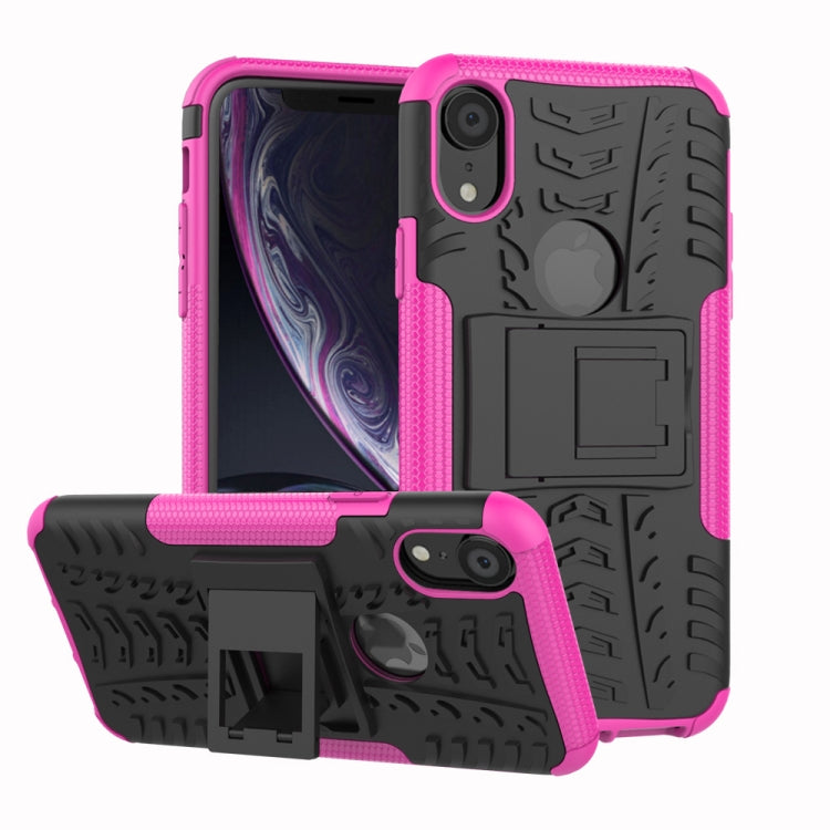 Per iPhone XR Custodia antiurto in TPU + PC con texture per pneumatici con supporto, For iPhone XR, For XR