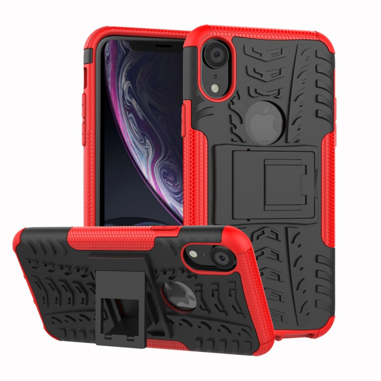 Per iPhone XR Custodia antiurto in TPU + PC con texture per pneumatici con supporto, For iPhone XR, For XR