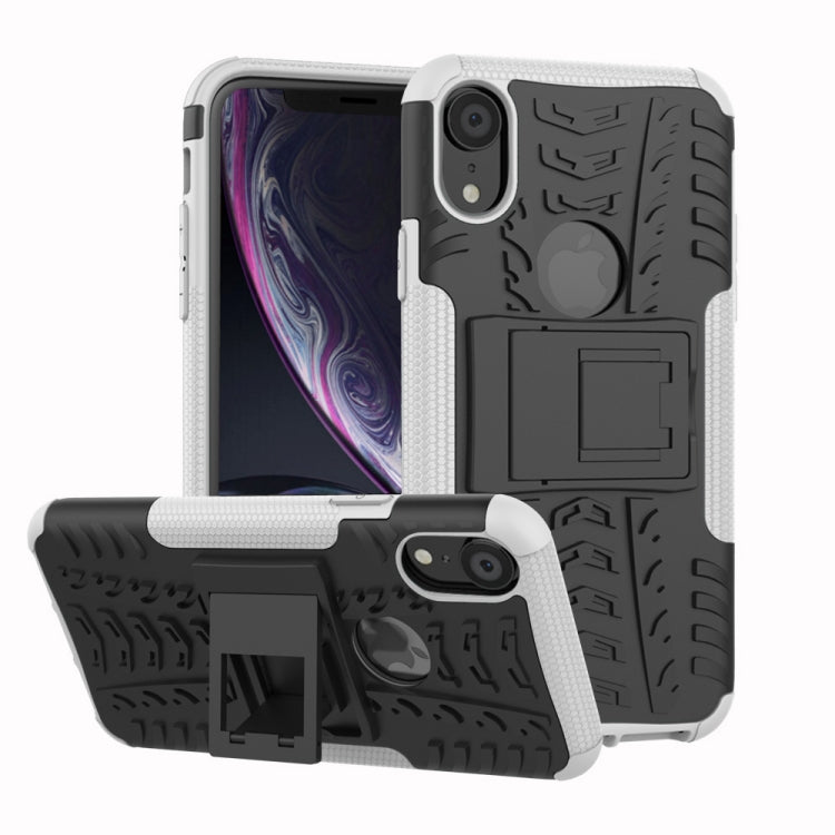 Per iPhone XR Custodia antiurto in TPU + PC con texture per pneumatici con supporto, For iPhone XR, For XR