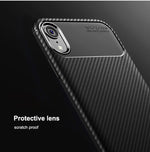 Custodia TPU antiurto per iPhone XR con fibra di carbonio