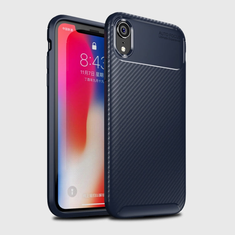 Per iPhone XR Custodia in TPU antiurto con struttura in fibra di carbonio a forma di scarabeo, For iPhone XR