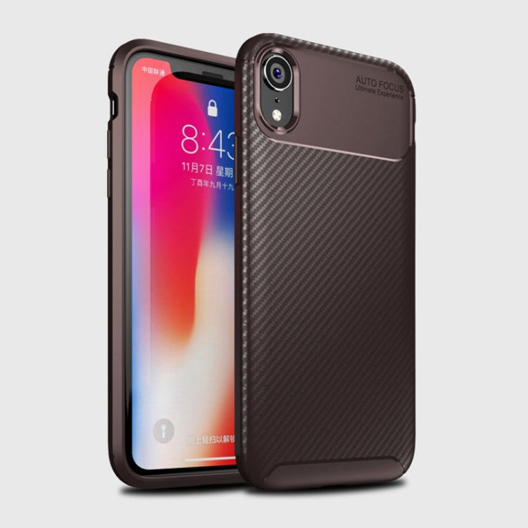 Per iPhone XR Custodia in TPU antiurto con struttura in fibra di carbonio a forma di scarabeo, For iPhone XR