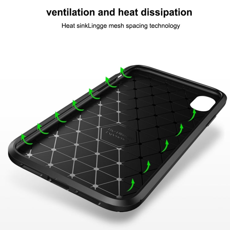 Per iPhone XR Custodia in TPU antiurto con struttura in fibra di carbonio a forma di scarabeo, For iPhone XR