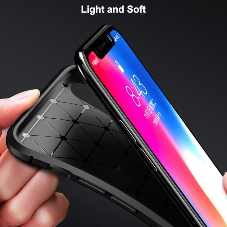 Per iPhone XR Custodia in TPU antiurto con struttura in fibra di carbonio a forma di scarabeo, For iPhone XR