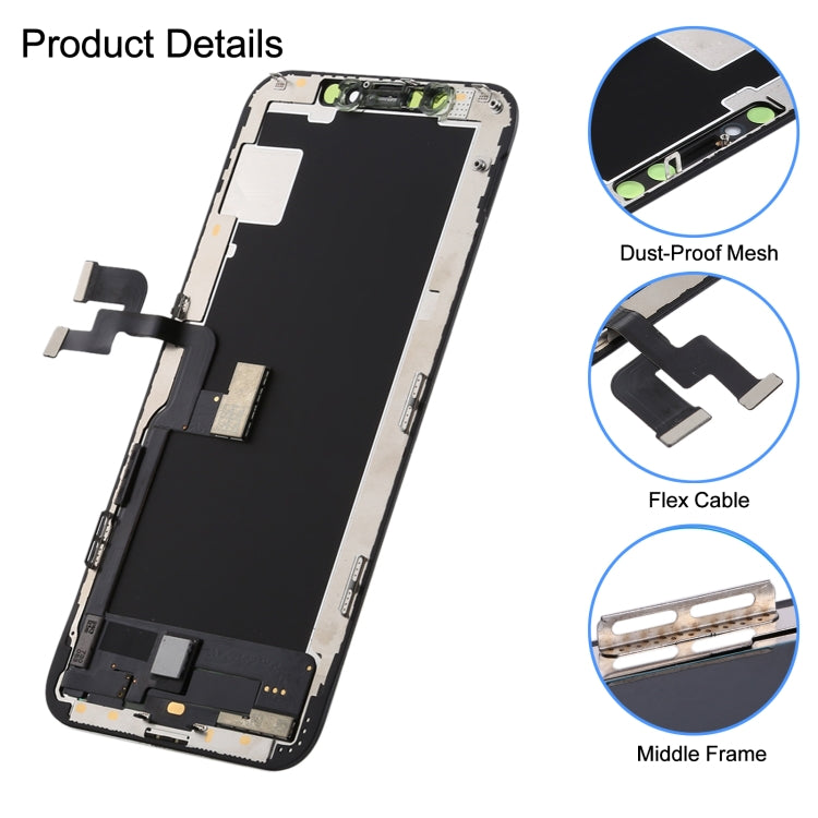 Schermo LCD in materiale OLED morbido e digitalizzatore assemblaggio completo per iPhone XS, For iPhone XS (Hard OLED)