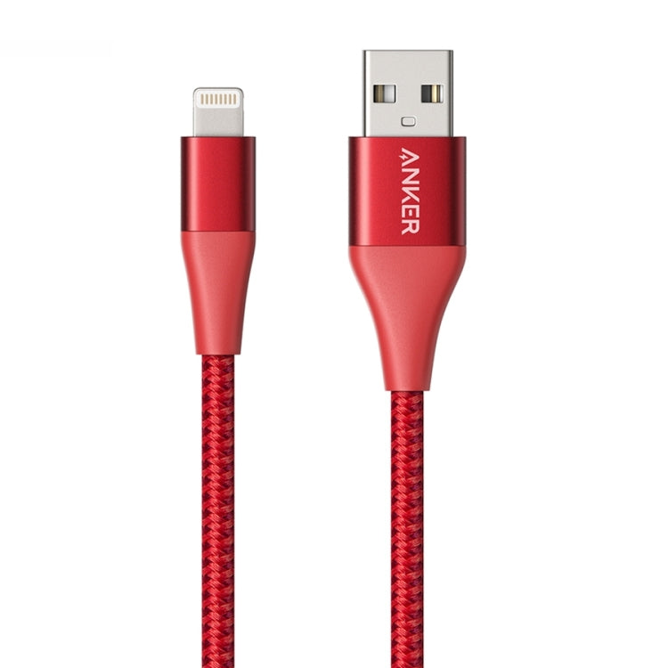 ANKER A8452 Powerline+ II Cavo dati di ricarica per carrelli estraibili in nylon certificato Apple MFI da USB a 8 pin, lunghezza: 0,9 m, A8452 8 Pin 0.9m Black, A8452 8 Pin 0.9m Gold, A8452 8 Pin 0.9m Red, A8452 8 Pin 0.9m Silver