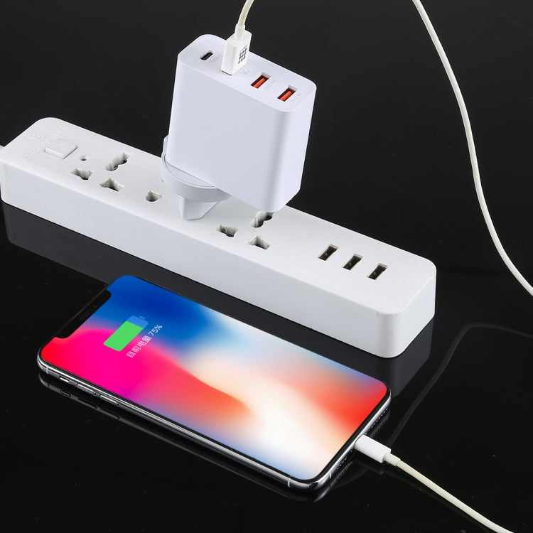 A3P 3A Uscita massima USB-C / Type-C + QC3.0 + Caricatore da viaggio da muro doppio USB 4 porte, presa EU, EU Plug