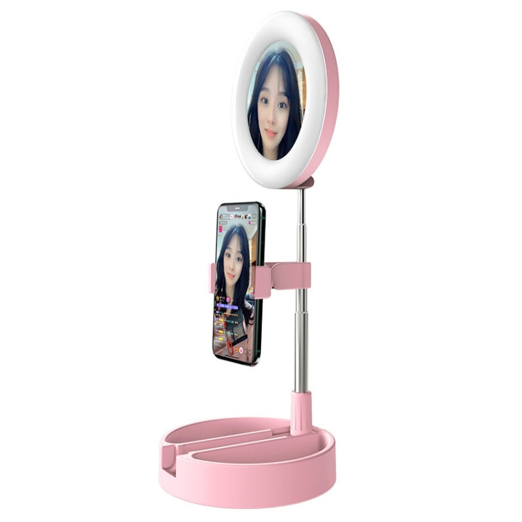 WK G3 Folding Storage Type Multifunctional Tabletop Live Light Makeup Mirror Stand, G3 (Black), G3 (Pink), G3 (White)