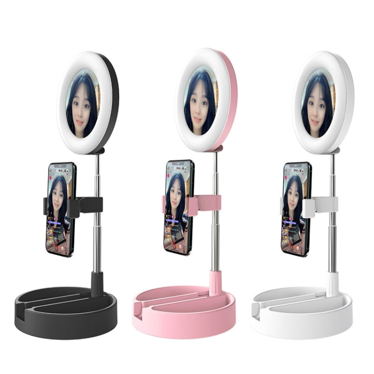 WK G3 Folding Storage Type Multifunctional Tabletop Live Light Makeup Mirror Stand, G3 (Black), G3 (Pink), G3 (White)