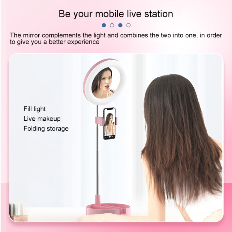 WK G3 Folding Storage Type Multifunctional Tabletop Live Light Makeup Mirror Stand, G3 (Black), G3 (Pink), G3 (White)