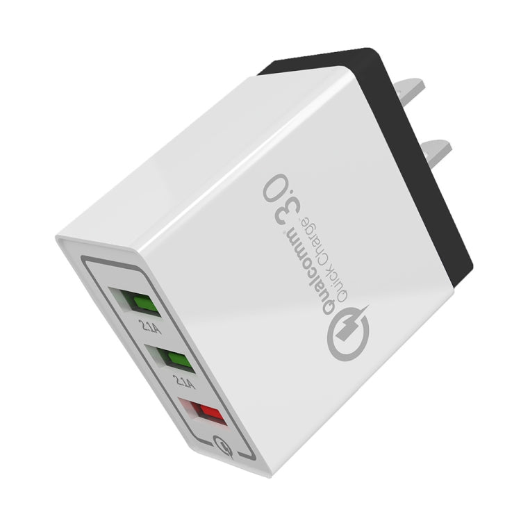AR-QC-03 Caricatore da viaggio caricabatterie rapido con 3 porte USB 2.1A, presa USA, AR-QC-03 US, AR-QC-03 US Plug Blue