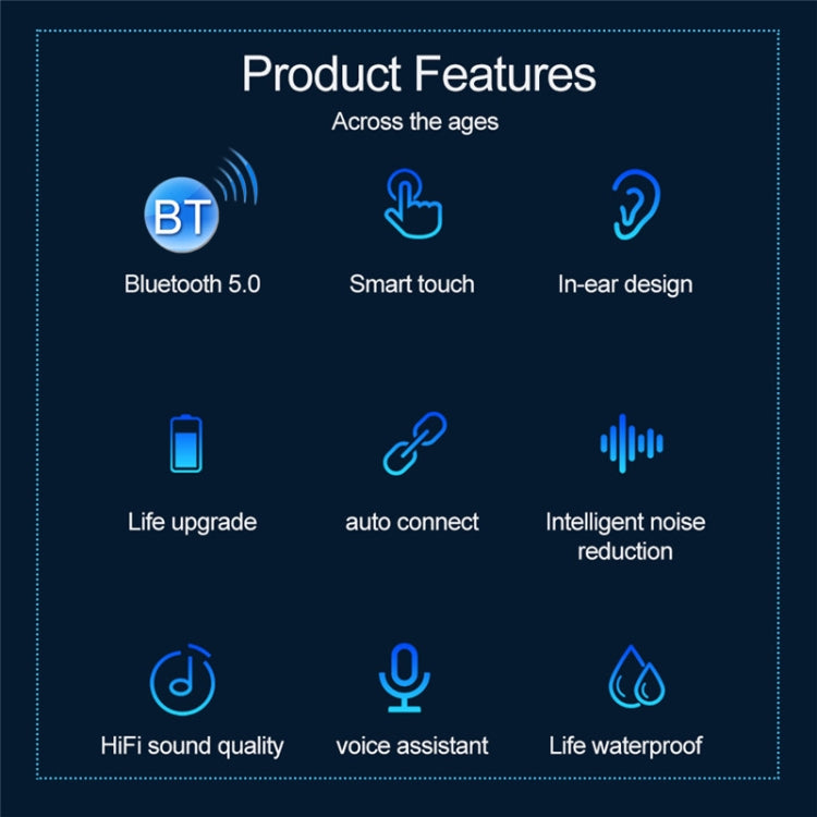 Auricolare Bluetooth F9-9 TWS CVC8.0 con cancellazione del rumore con scatola di ricarica, supporto per effetti di illuminazione tattile