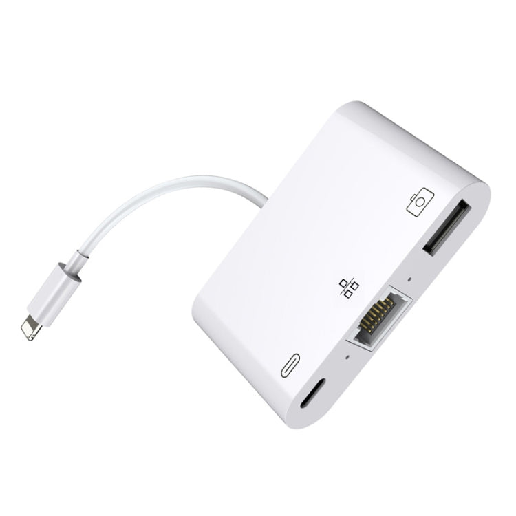Adattatore di rete da 8 pin a RJ45 1000 Mbps + porta di ricarica + convertitore multifunzione con lettura USB della fotocamera, 1000Mbps