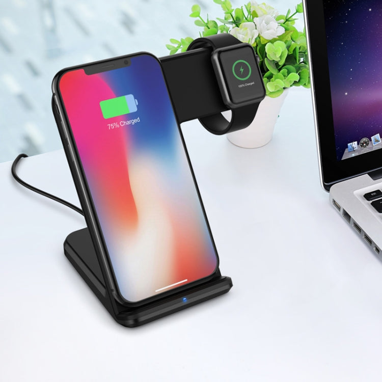 Caricabatterie wireless magnetico verticale F11 per ricarica QI di telefoni cellulari standard e serie Apple Watch