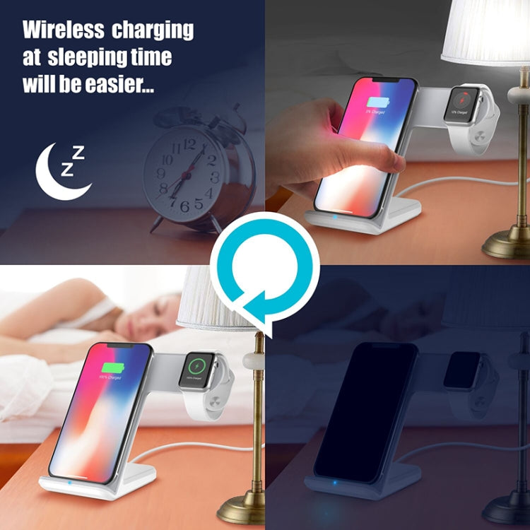 Caricabatterie wireless magnetico verticale F11 per ricarica QI di telefoni cellulari standard e serie Apple Watch