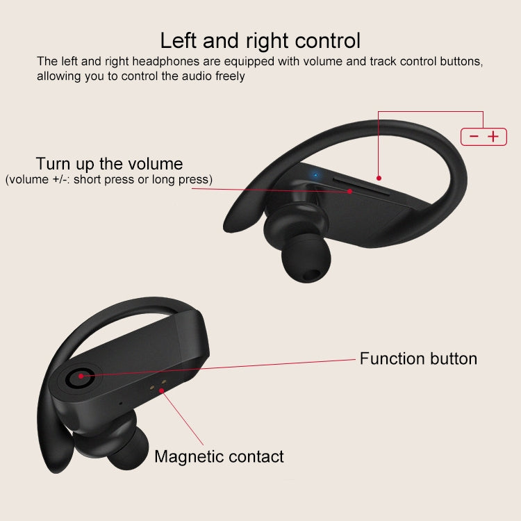 b10 TWS Bluetooth 5.0 Auricolare sportivo Bluetooth wireless con orecchio sospeso con scatola di ricarica magnetica, supporto per chiamate, Siri e scatola di ricarica Ricarica wireless, b10