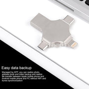 Cross 4 in 1 64GB 8 Pin + Micro USB + USB-C / Type-C + Disco Flash in metallo USB 3.0, 64GB