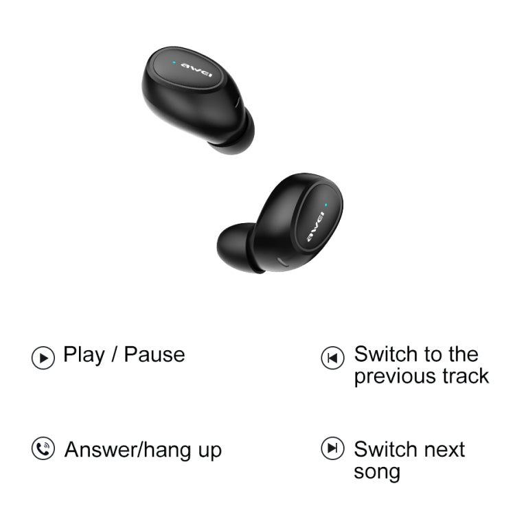 Awei T6 TWS Bluetooth V5.0 Ture Auricolare sportivo wireless con custodia di ricarica